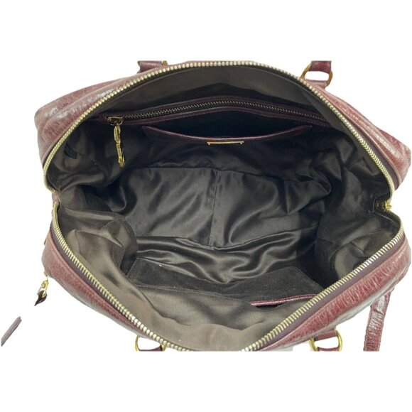 Miu‎ Miu Leather Vitello Lux Bauletto Bowler Bag Satchel Burgundy Nappy - Picture 6 of 10